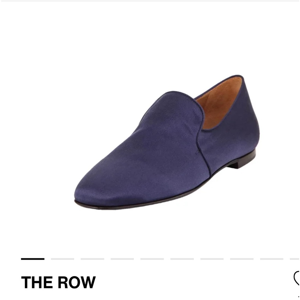 The row navy satin alys slip on loafer sz 39.5 - $860 EUC 88% off retail!